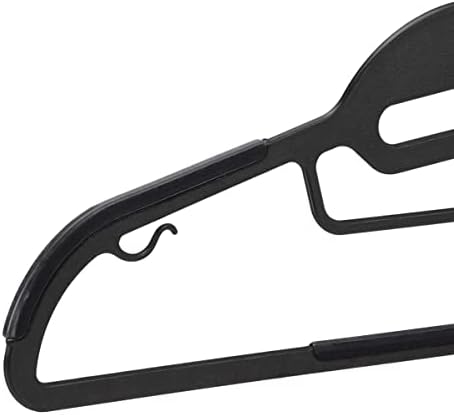 Amazon Basics Non-slip Heavy Duty Space Saving Plastic Hangers with Rubber and Horizontal Bar, Lightweight, Gray, Pack of 50