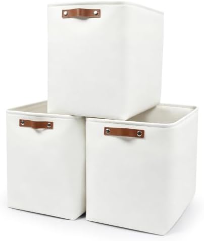 Bagnizer Large Fabric Storage Baskets | 50L Storage Bins, Decorative Linen Closet Baskets with Handles for Organizing, S