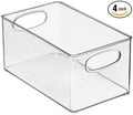 mDesign Plastic Kitchen Organizer - Storage Holder Bin with Handles for Pantry, Cupboard, Cabinet, Fridge/Freezer, Shelves, Counter - Holds Canned Food, Snacks - Ligne Collection - 4 Pack - Clear