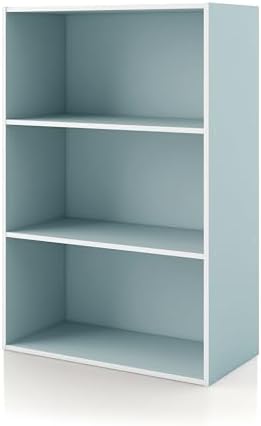 Homes: Inside + Out Apexa 3-Tier Cube Storage Organizer Shelves, Stackable Wood Bookcase Fits Cubby Bins for Organizatio