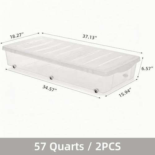Citylife 57 QT Plastic Storage Bins with Double-Opening Lids, Storage Containers for Organizing, Large Clear Storage Box