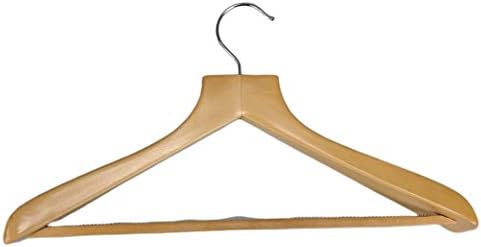 Deluxe Wood Suit Clothes Closet Hangers w/Bar - Set of 10 Natural Finish Hangers