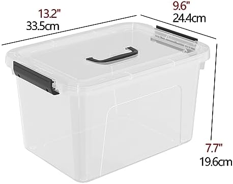 12 Qt Clear Tote Box, Plastic Storage Bin with Lid & Handle Set of 6