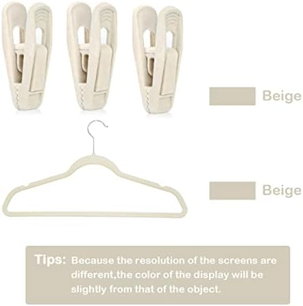 TOFIIGREM Beige Velvet Hangers Clips 50 PCS, Non-Slip Velvet Skirt Hanger Clips for Ivory/Beige Velvet Hangers, Strong Finger Clips Perfect for Thin Velvet Hangers Skirt Pant Suit Velvet Hangers