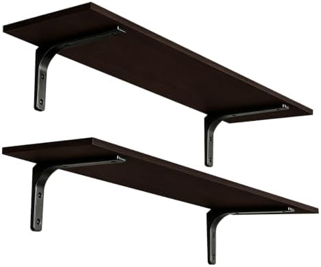 DINZI LVJ Long Wall Shelves, 39.4Inch Wooden Wall Mounted Shelves, Set of 2