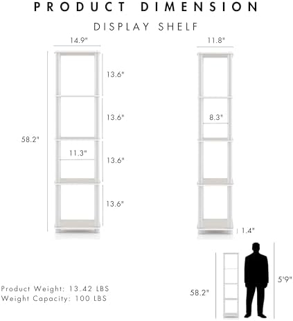 Homes: Inside + Out Apexa Modern 5-Tier Narrow Shelving Units, Collectibles Display Shelves, Easy Assembly Standing Shel