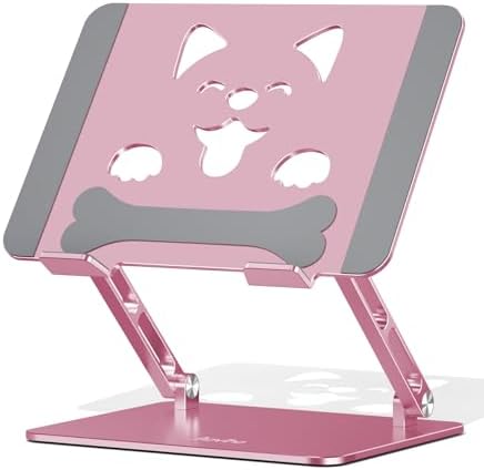 Aoviho Aluminum Laptop Stand for Desk Fit for All 10"-17.3" Laptops, Pink