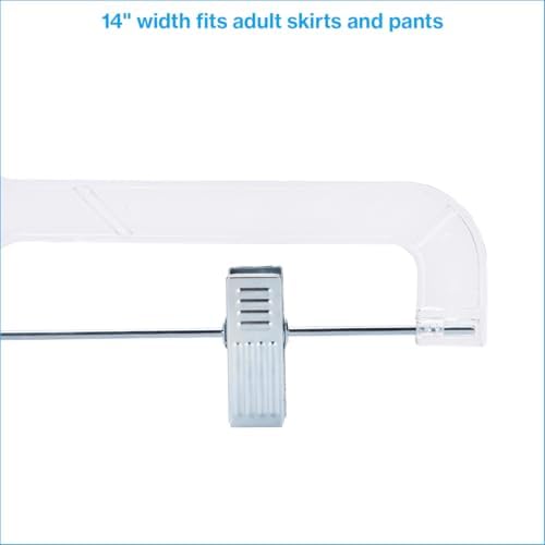 SSWBasics 14 Inch Clear Plastic Skirt Hangers and Pants Hangers with Clips