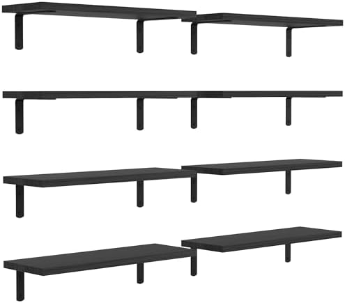 DOLLFIO Floating Wall Shelves, Decor & Storage, Black, 16.5'', 8Pcs