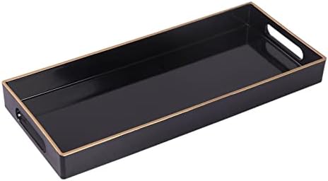 MAONAME Black Bathroom Vanity Tray, Rectange Toilet Tank Trays with Handles