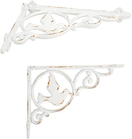 Sungmor 9.2 Inch Cast Iron Brackets for Shelves - 2 Pack Rustic White