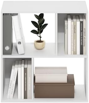 Furinno DALY Book Shelf, 4-Cube Bookshelf, Cube Storage Organizer Bookcase with Irregular Compartments, 11.7 x 23.6 x 24