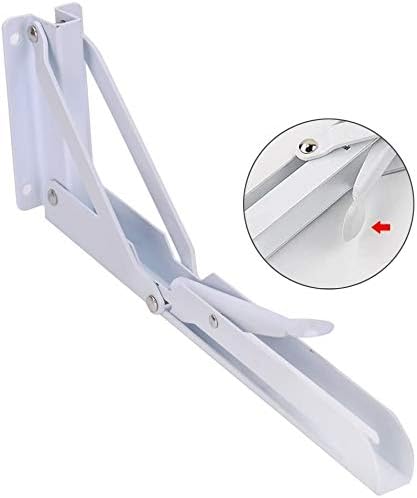 Folding Shelf Bracket Steel Triangle Wall Mount Support White Heavy Duty Shelf Brackets 2 PCS (12inch) by Accessbuy