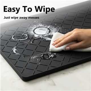 MateeyLife Silicone Mat Waterproof 12"X19", Ideal for Dog and Cat Food Mat, Dog Bowl Mats for Food and Water, Pet Placemat with Lip for Messy Drinkers to Protect Floor, Classic Black
