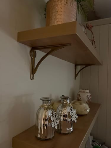 STYLENT Decor Decorative Brass Shelf Bracket, Heavy Duty and Antique Shelf Bracket for Shelving Modern L Shaped Design (