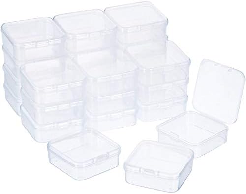 SATINIOR 24 Pcs Small Clear Plastic Container Box, 2.9 x 2.9 x 1 in