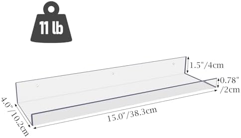 RLAVBL 7 Pack Acrylic Shelves, 15" Floating Wall Shelves for Bedroom, Living Room, Bathroom, Kitchen Storage
