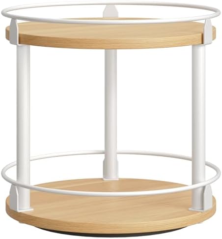 YATINEY Lazy Susan Organizer, Rotating Spice Rack, 2 Tier Spice Turntable Organizer, Industrial Turntable Spice Holder, 
