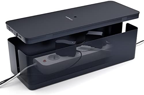 ACROPAQ Cable Cover Box - Large (32 x 13 x 13 cm), Power Strip Cover, Cable Storage Box, Power Strip Box - Black