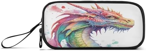 Watercolor Dragon Pencil Case Box Boys Girls Large Pencil Pouch with Zipper Compartments Big Capacity Stationery Pen Bag Organizer for Kids Teens Adults School Office