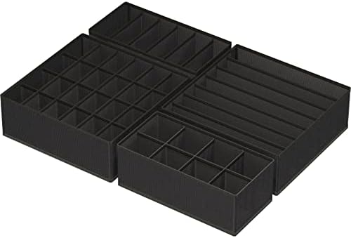 Simple Houseware 4-Pack Drawer Organizer Set for Underwear/Socks/Bra, Black