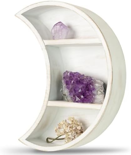 LABEND HOME Moon Shaped Shelf for Crystals - Crescent Moon Shelf Wall Mounted - Half Moon Shelf for Crystal Display, Sto