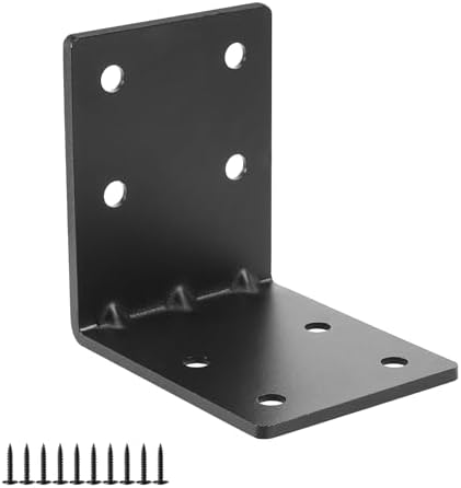 4 PCS Heavy Duty Steel Corner Brackets, 5"x5"x4" 90 Degree L Right Angle Bracket, DIY L Shelf Brackets, Metal Joint Timb
