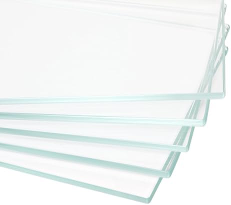 12" W x 38" L - Tempered Rectangle Glass Shelf Without Frame (5 Pieces Set) - 3/16" Thick -Pencil Polished