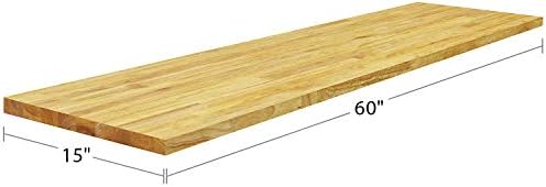 BenchPro Floating Shelf Wall Mounted Solid Butcherblock Shelf 15" Depth x 60" Length x 1" Thick Highest Grade Lumber - N