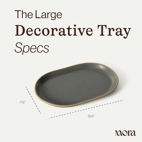 Mora Ceramic Decorative Tray - 10.6in Dish for Jewelry, Soap Dispenser, Perfume, Makeup, Accessories, Candle, in the Bat