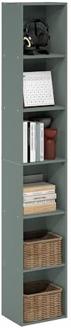 Furinno LUDER Book Shelf, 6-Tier Tall Modern Bookshelf, Bookcase with Open Shelves, 9.3 x 12 x 71, for Living Room, Bedr