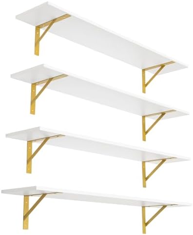 DINZI LVJ Long Wall Shelves, 47.3Inch Wooden Wall Mounted Shelves, Set of 4