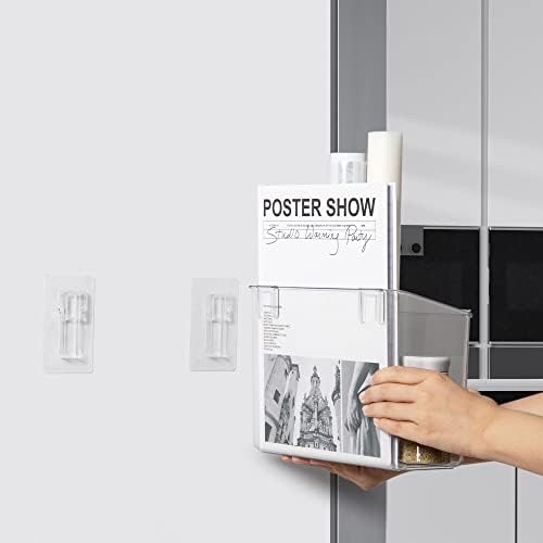 Adhesive Mount Storage Organizer Container Basket Bins, Plastic Over Cabinet Door Organizer, Pantry Wall Organization, B