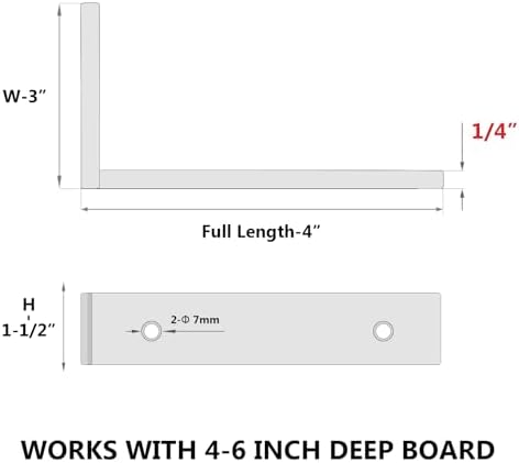 NEODROP 12-Pack 4 Inch Heavy Duty Shelf Brackets, Premium Floating L Bracket for Wall, Kitchen, Mantel Shelves Support |