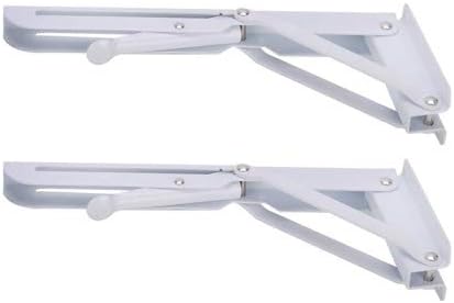 Folding Shelf Bracket Steel Triangle Wall Mount Support White Heavy Duty Shelf Brackets 2 PCS (12inch) by Accessbuy