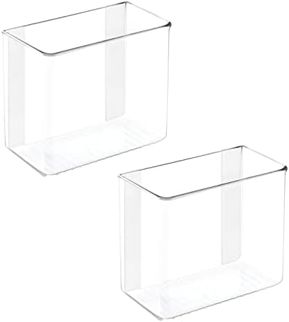 mDesign Plastic Adhesive Mount Storage Organizer Container for Kitchen or Pantry Wall Organization - Space Saving Holder