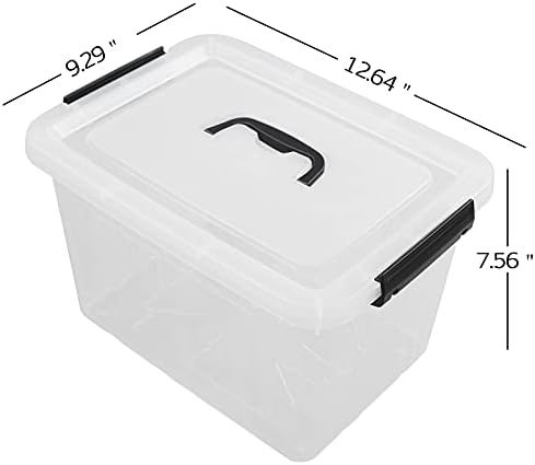 Sandmovie 12 Quart Clear Plastic Latching Storage Box, 6 Packs