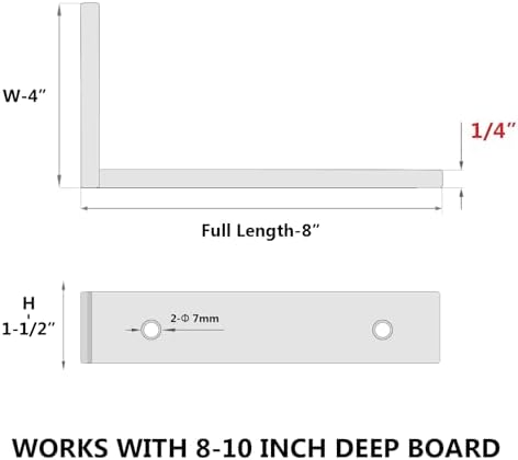 NEODROP 12-Pack 8 Inch Heavy Duty Shelf Brackets, Premium Floating L Bracket for Wall, Kitchen, Mantel Shelves Support |