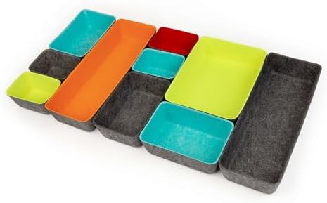 Three by Three Seattle Recycled Felt Storage Bins, Set of 10 (Multicolor)