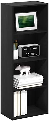 Furinno LUDER 4-Tier Book Shelf, Open Shelves Bookshelf, Blackwood