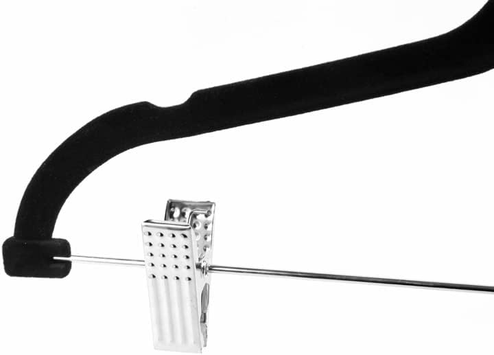 MANZOO Velvet Pants Skirt Hangers with Clips -Black Women Clothes Hanger Set for Pant Suit Shirt Felt Coat Dress, Premium Non Slip Heavy Duty Space Saving Slim Clothing, 16.7" Long, Black, Pack of 20