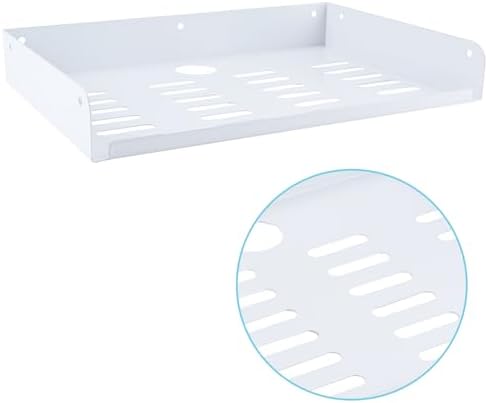 Metal Floating Shelf 12 x 8 Inch, Wall Mounted Shelf with Lip, Cable Hole & Ventilation Slots for WiFi Router, TV Box, D