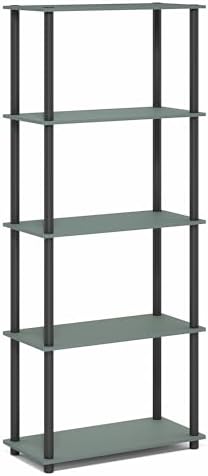 Furinno Turn-N-Tube Storage Shelves, 5-Tier Book Shelf, Corner Shelf, Toolless Open Shelves, for Organization and Storag