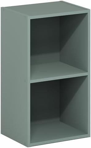 Furinno PASIR Book Shelf, 2-Tier Modern Bookshelf, Open Shelves Bookcase 9 x 12 x 21, Easy Assembly, for Living Room, Be