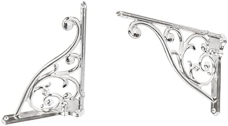 Heavy Duty Solid Stand,12 Inch 2 Pack Polished Nickel,Right Angle Wall Panel Support Bracket,Decorative Shelf Bracket,He