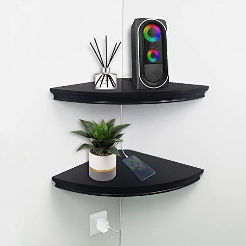 Floating Corner Wall Shelves Radial Wood Mounted Display Shelf for Bedroom Living Room Bathroom Kitchen 12 Inch Set of 2
