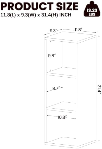 3 Cube Storage Organizer, 3 Tier Cube Cubby Shelf, Narrow Bookshelf White