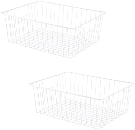 16" L x 12" W Wider Freezer Storage Organizer Baskets Container, Deep Metal Wire Chest Upright Refrigerator Divider Bins