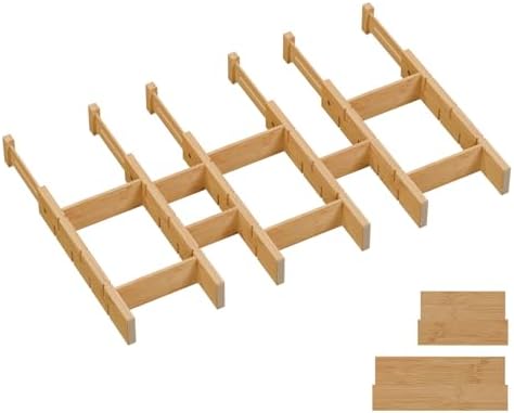 Bamboo Drawer Dividers, Expandable Kitchen Drawer Organizer