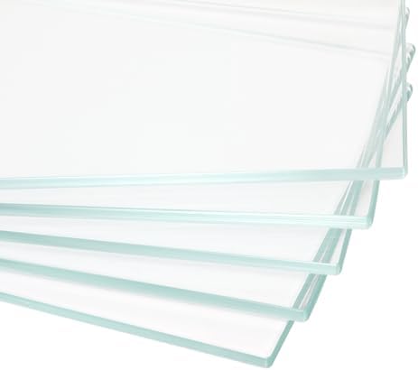 08" W x 36" L - Tempered Rectangle Glass Shelf Without Frame (5 Pieces Set) - 3/16" Thick -Pencil Polished